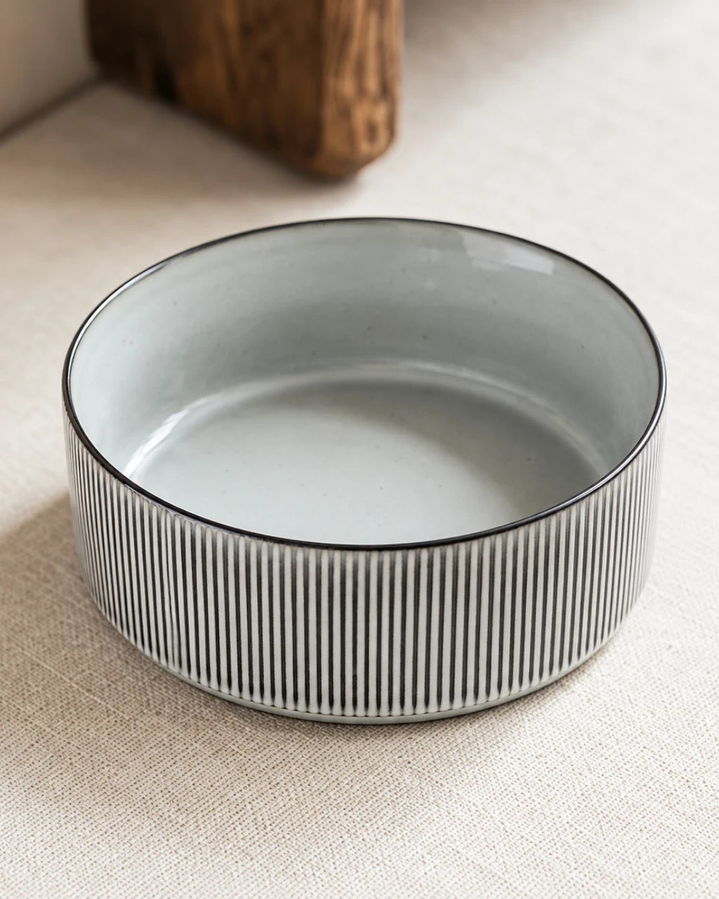 Grey ceramic dog bowl