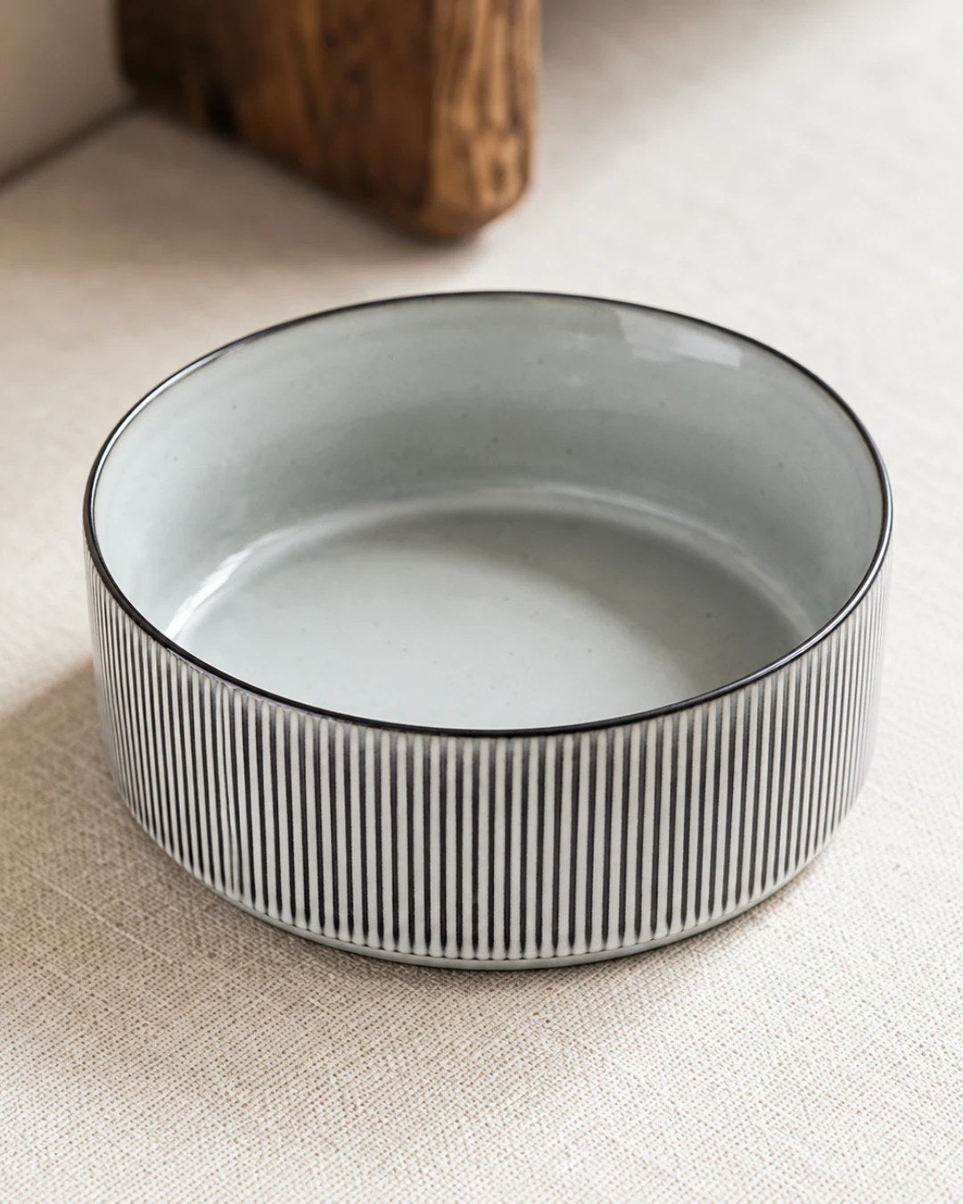Grey ceramic dog bowl